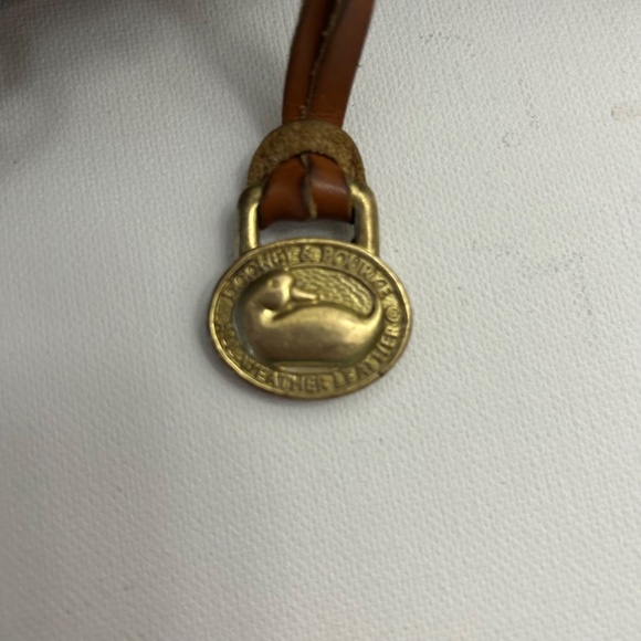 Vintage Dooney & Bourke All Weather Leather Crossbody/Satchel in Dk Blue/Tan - Picture 6 of 16